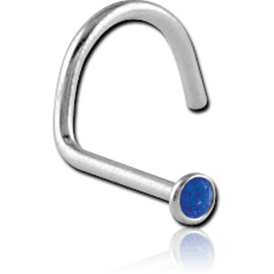 SURGICAL STEEL LARGE LEFT CURVE OPAL JEWELED NOSE STUD