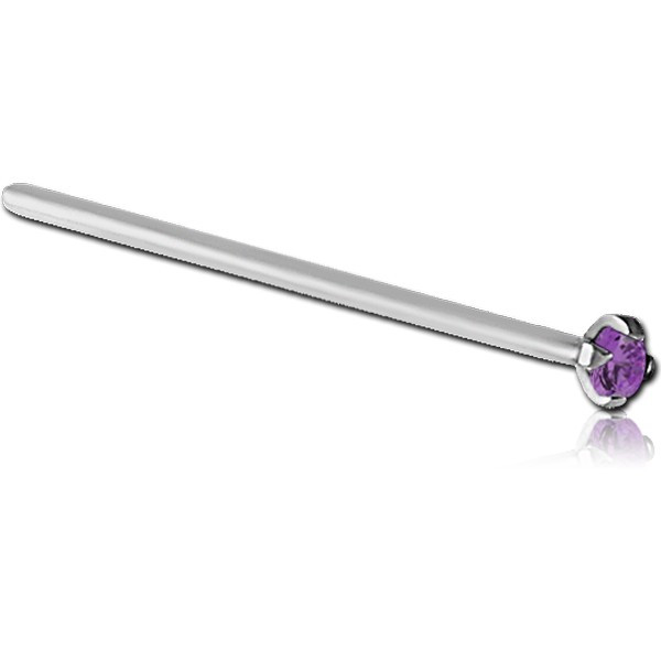 SURGICAL STEEL STRAIGHT PRONG SET 1.5MM JEWELLED NOSE STUD 19MM