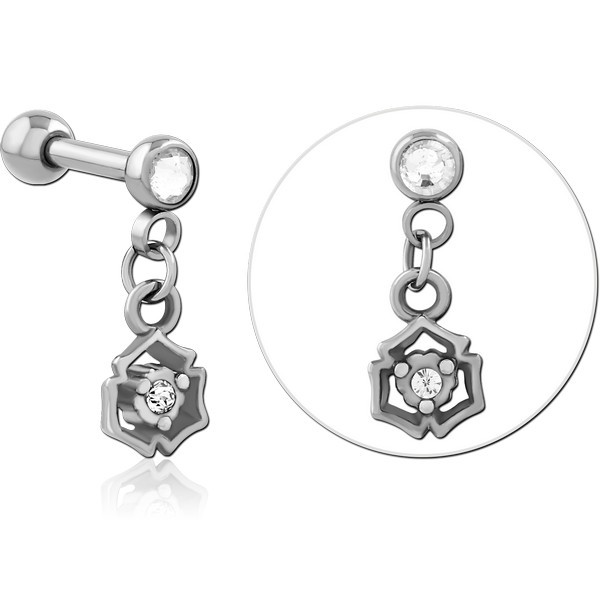 SURGICAL STEEL MICRO BARBELL WITH DANGLING CHARM