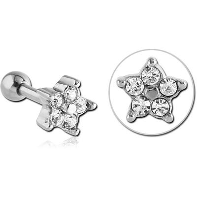 SURGICAL STEEL JEWELED TRAGUS MICRO BARBELL