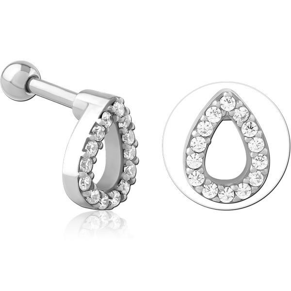 SURGICAL STEEL JEWELED TRAGUS MICRO BARBELL