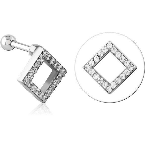 SURGICAL STEEL JEWELED TRAGUS MICRO BARBELL