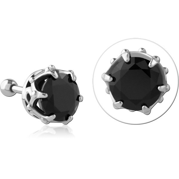 SURGICAL STEEL JEWELED TRAGUS MICRO BARBELL