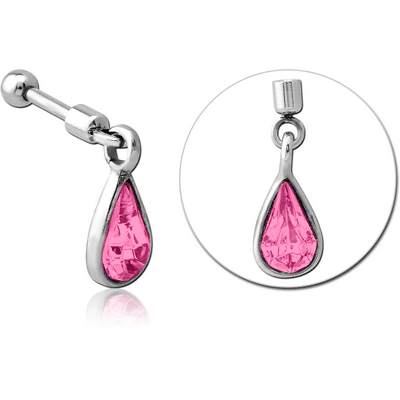 SURGICAL STEEL HELIX MICRO BARBELL WITH JEWELLED CHARM - PAIR DROP
