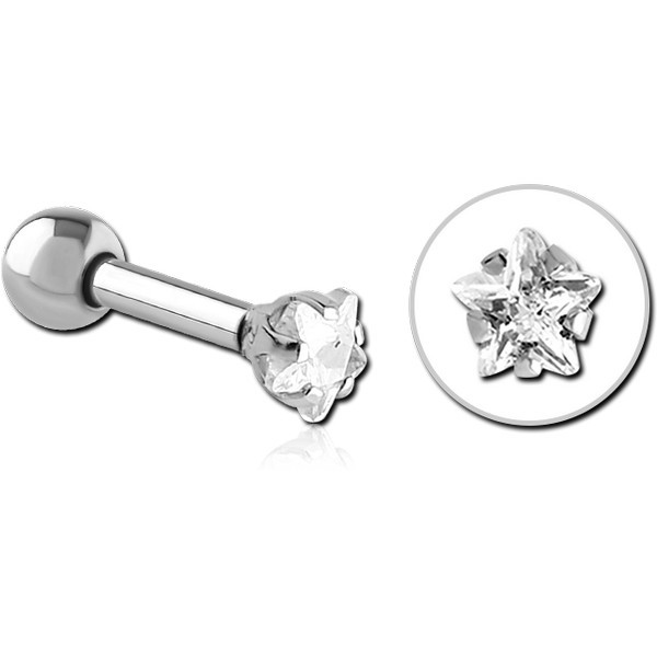 SURGICAL STEEL STAR PRONG SET JEWELLED TRAGUS MICRO BARBELL
