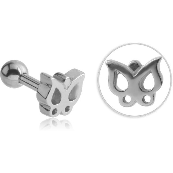SURGICAL STEEL WINGED HEART TRAGUS MICRO BARBELL