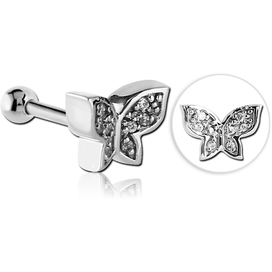 316L SURGICAL STEEL MICRO BARBELL CRYSTAL WITH BALL END