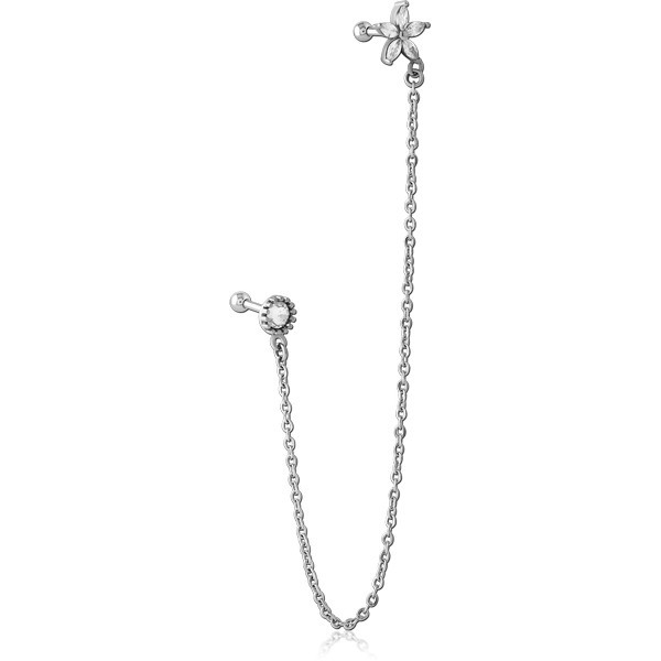 SURGICAL STEEL JEWELLED TRAGUS MICRO BARBELL - FLOWER