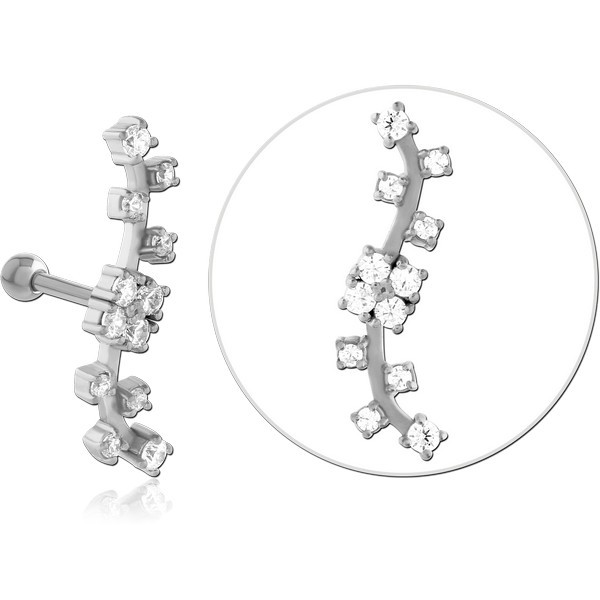 SURGICAL STEEL JEWELED TRAGUS MICRO BARBELL