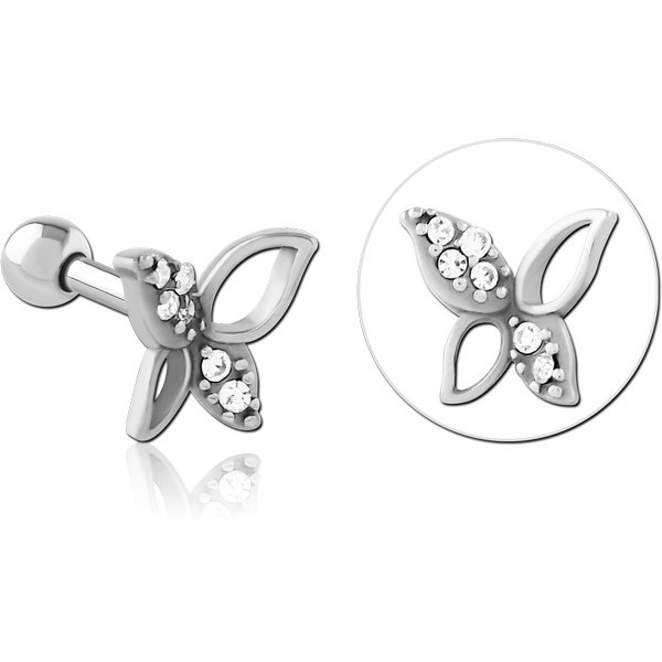 SURGICAL STEEL JEWELED TRAGUS MICRO BARBELL