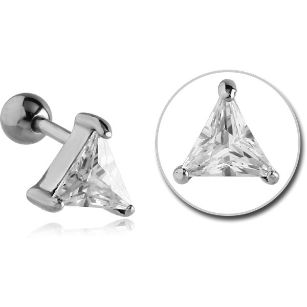 SURGICAL STEEL JEWELED TRAGUS MICRO BARBELL - TRIANGLE