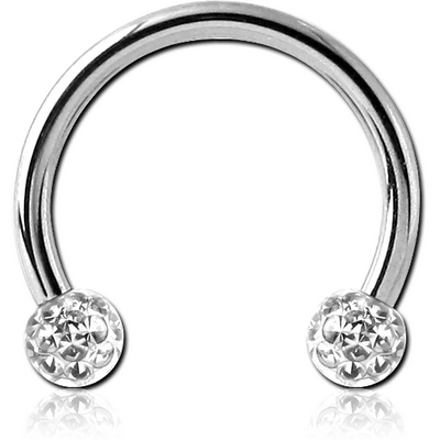 SURGICAL STEEL MICRO CIRCULAR BARBELL WITH EPOXY COATED CRYSTALINE JEWELED BALLS