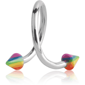 SURGICAL STEEL MICRO BODY SPIRAL WITN UV RAINBOW CONES