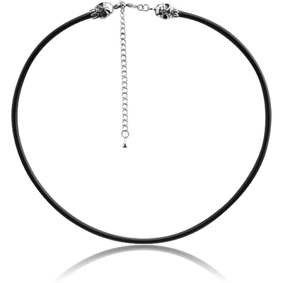 RUBBER NECKLACE WITH SURGICAL STEELLOCKER AND EXTENSION CHAIN
