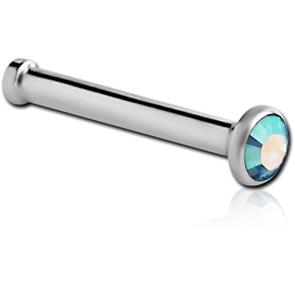 SURGICAL STEEL OPTIMA CRYSTAL JEWELLED NOSE BONE WITH SET STONE