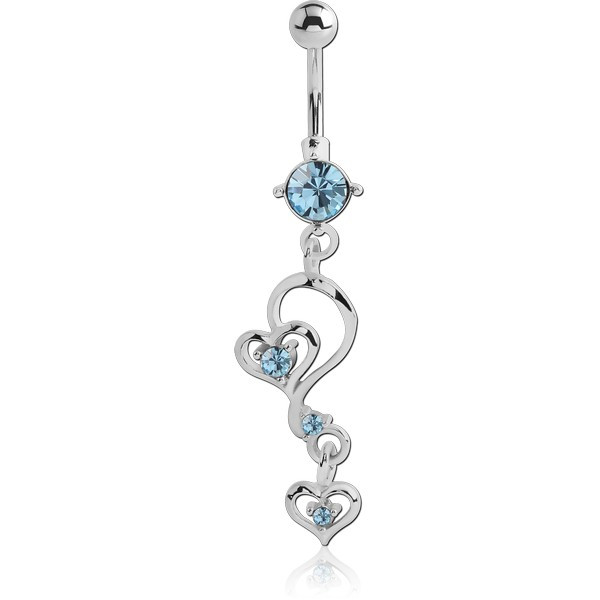 RHODIUM PLATED JEWELLED FASHION NAVEL BANANA