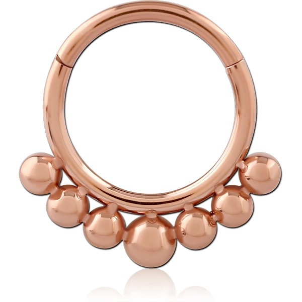 ROSE GOLD PVD COATED SURGICAL STEEL HINGED SEGMENT RING