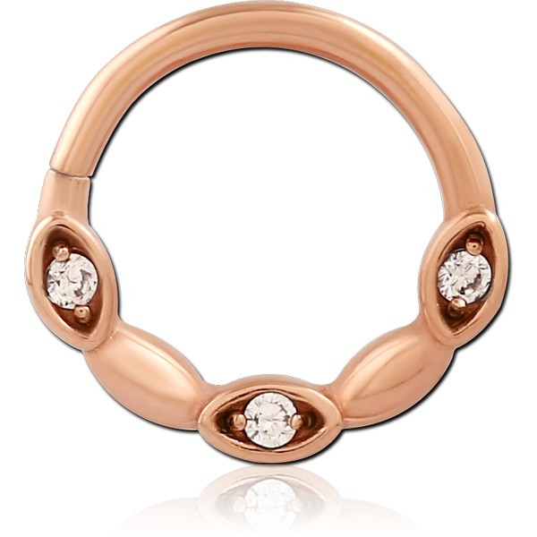 ROSE GOLD PVD COATED SURGICAL STEEL JEWELED SEAMLESS RING