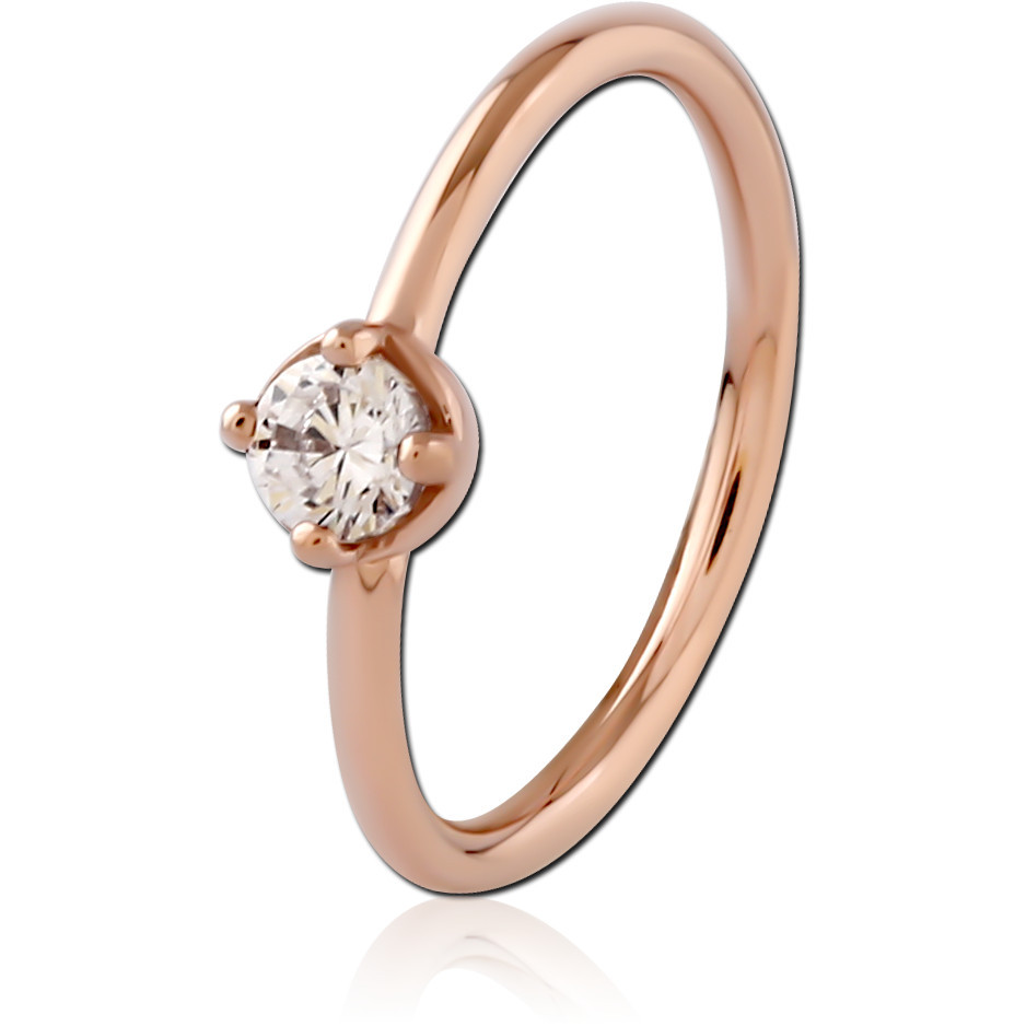 ROSE GOLD PVD COATD SURGICAL STEEL CURVED JEWELED NOSE STUD