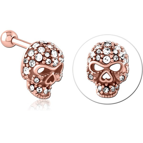 ROSE GOLD PVD COATED SURGICAL STEEL JEWELED TRAGUS MICRO BARBELL