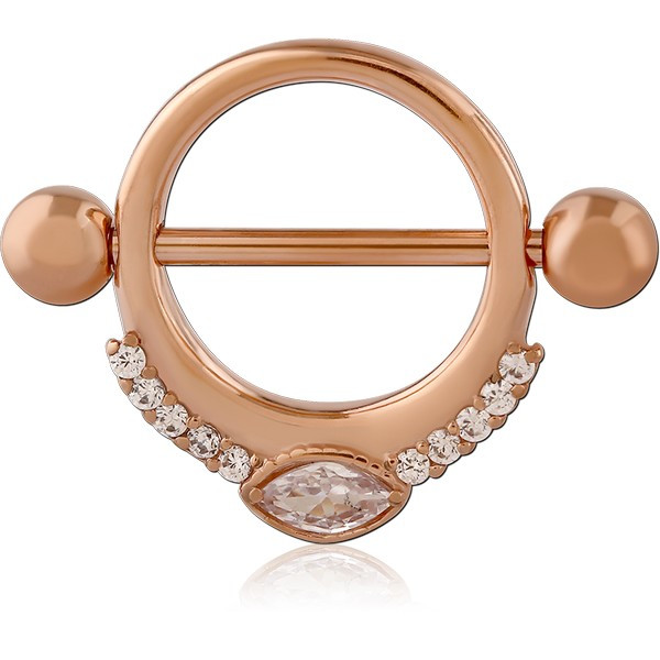 ROSE GOLD PVD COATED SURGICAL STEEL JEWELED NIPPLE SHIELD
