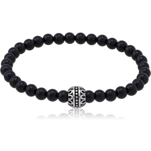 SURGICAL STEEL ELLASTIC BRACELET WITH STONE BEADS