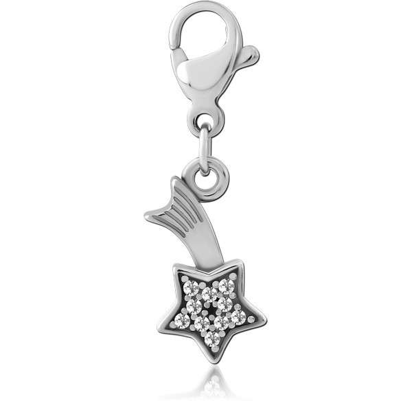 SURGICAL STEEL JEWELED CHARM WITH LOBSTER LOCKER