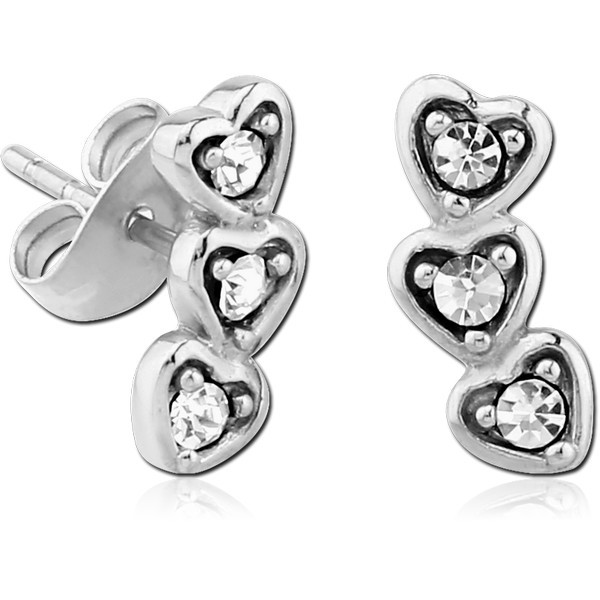 SURGICAL STEEL JEWELED EAR STUDS PAIR