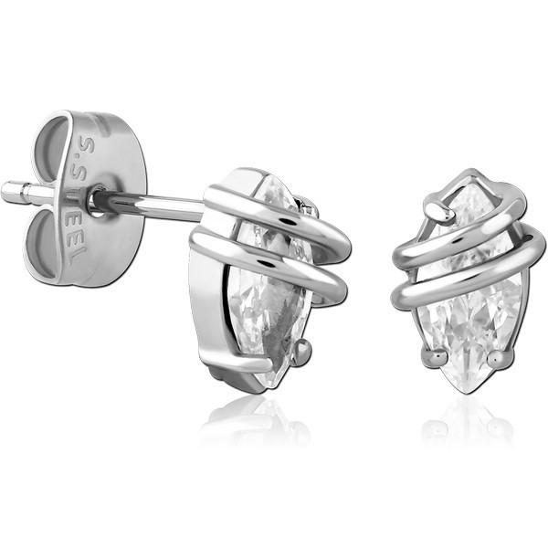 SURGICAL STEEL JEWELED EAR STUDS PAIR
