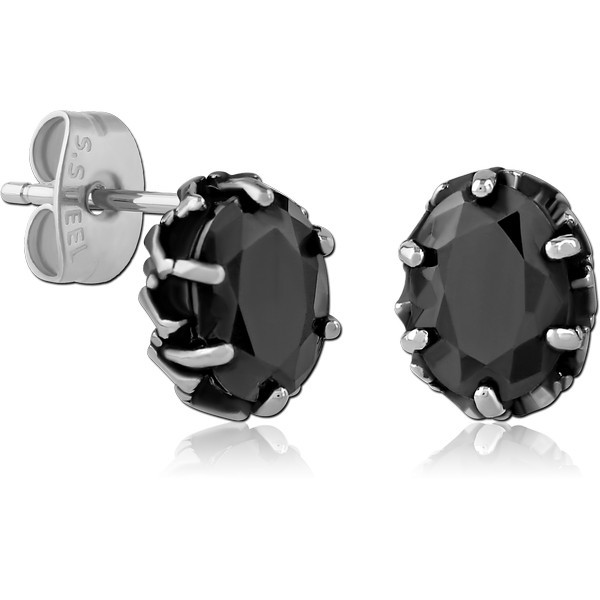 SURGICAL STEEL JEWELED EAR STUDS PAIR