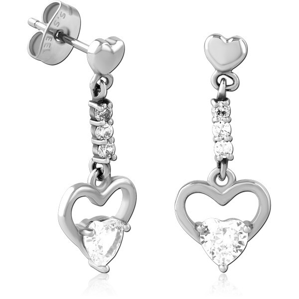 SURGICAL STEEL JEWELED EAR STUDS PAIR