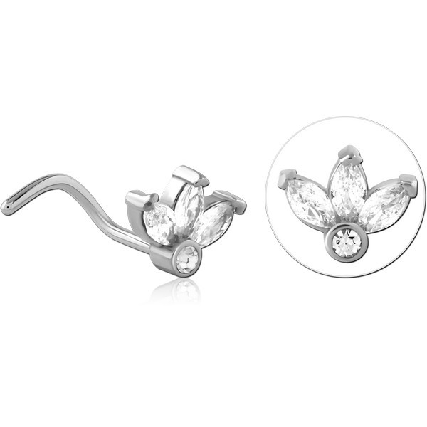 SURGICAL STEEL CURVED JEWELED NOSE STUD
