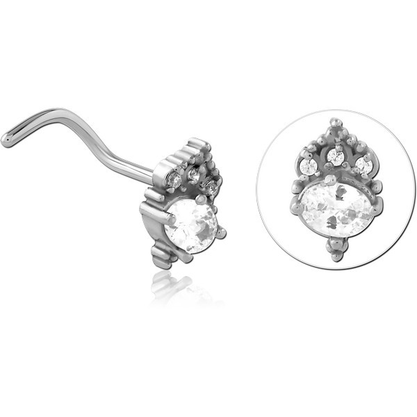 SURGICAL STEEL CURVED JEWELED NOSE STUD