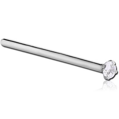 SURGICAL STEEL STRAIGHT PRONG SET 2MM JEWELED NOSE STUD 15MM