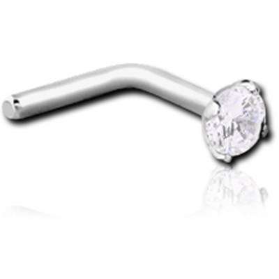 SURGICAL STEEL 90 DEGREE PRONG SET 2.5MM JEWELED NOSE STUD