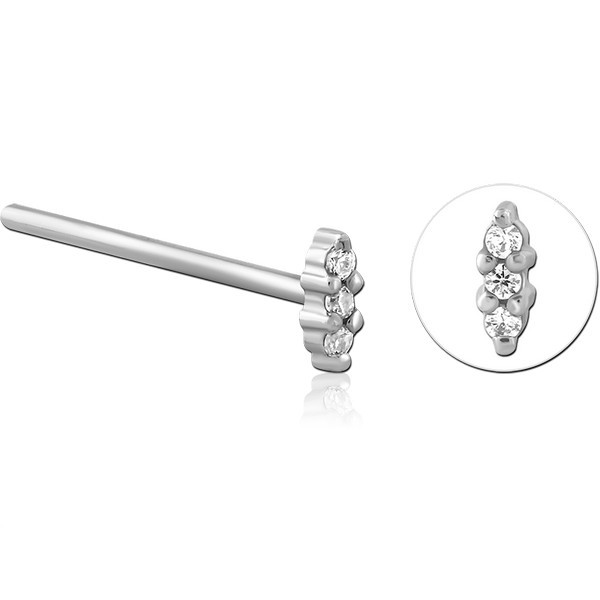 SURGICAL STEEL STRAIGHT JEWELED NOSE STUD