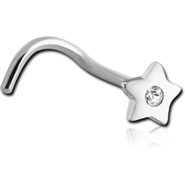 SURGICAL STEEL CURVED JEWELLED STAR NOSE STUD