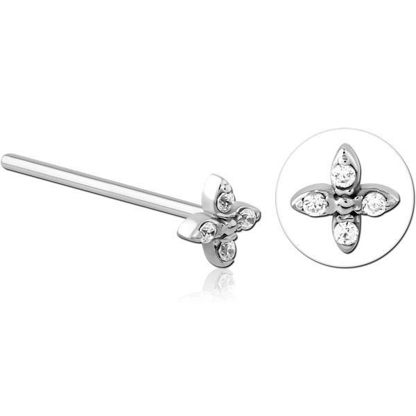 SURGICAL STEEL STRAIGHT JEWELED NOSE STUD