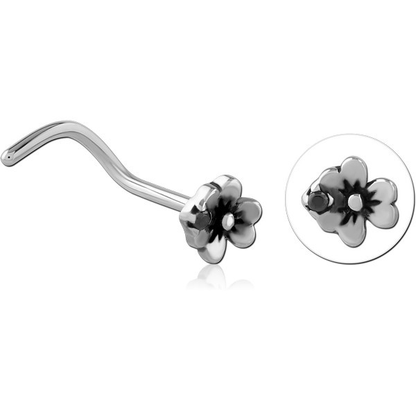 SURGICAL STEEL CURVED NOSE STUD - FLOWER