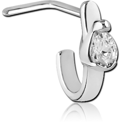 SURGICAL STEEL 90 DEGREE JEWELLED WRAP AROUND NOSE STUD
