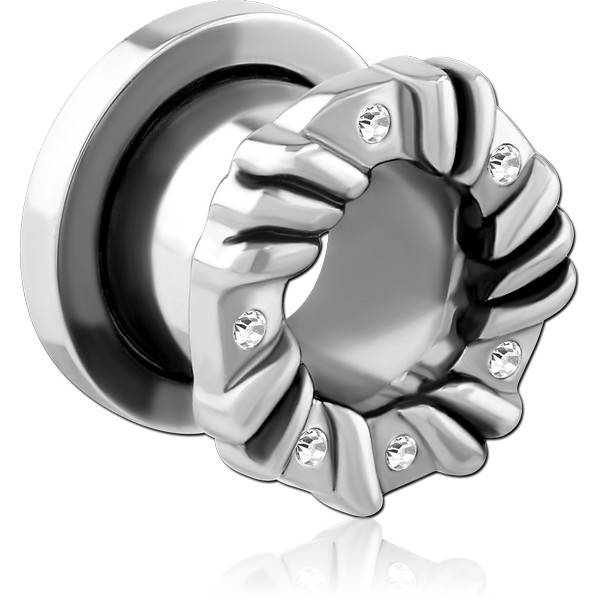 STAINLESS STEEL JEWELED THREADED TUNNEL