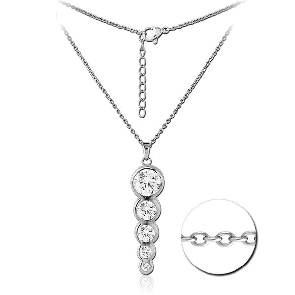 SURGICAL STEEL JEWELLED NECKLACE WITH PENDANT - CIRCLES