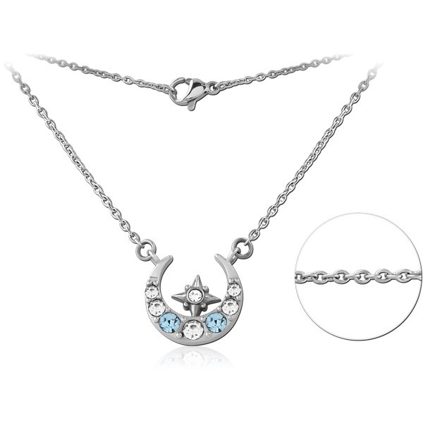 SURGICAL STEEL NECKLACE WITH JEWELED PENDANT