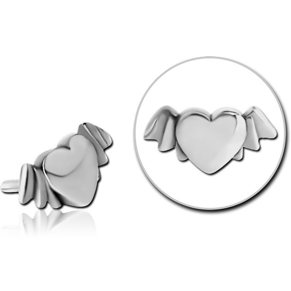 SURGICAL STEEL PUSH FIT ATTACHMENT FOR BIOFLEX INTERNAL LABRET - WINGED HEART