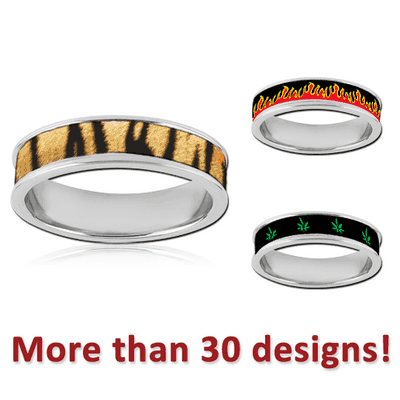 SURGICAL STEEL 6MM FLAT BAND PICTURE RING