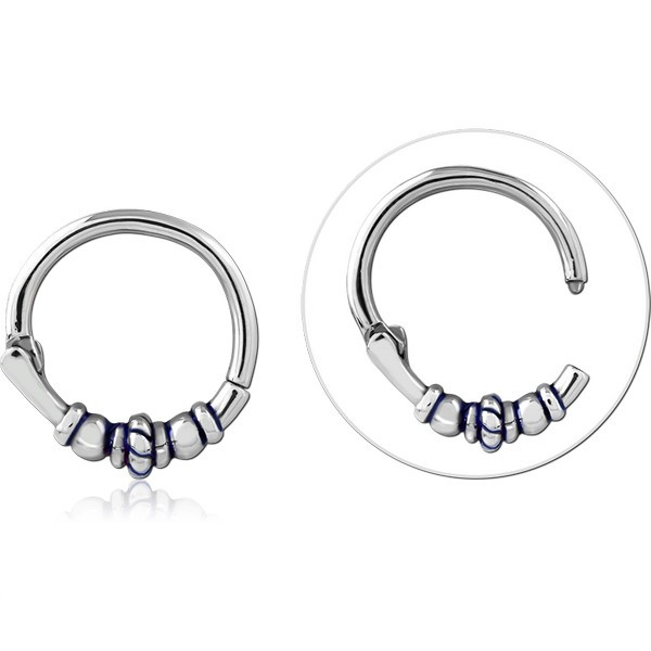 SURGICAL STEEL HINGED CLICKER - BEADS AND ROPE