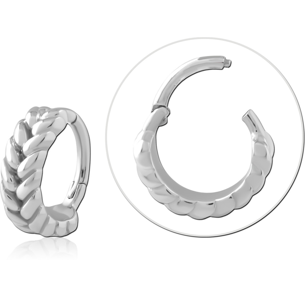 316L SURGICAL STEEL HINGE SEGMENT RING THICK BRAIDED CHAIN DESIGN
