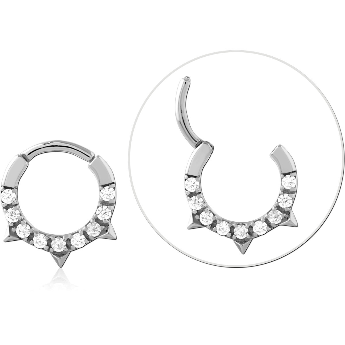 316L SURGICAL STEEL HINGED SEGMENT RING JEWELED SPIKE ACCENTS