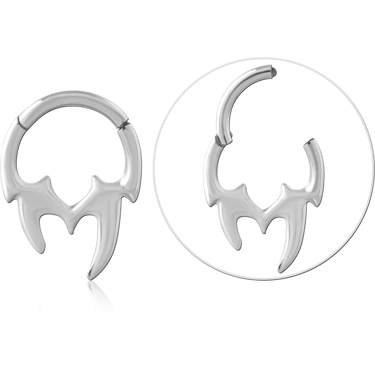 316L SURGICAL STEEL HINGE SEGMENT RING TWIN HORN OPENWORK DESIGN