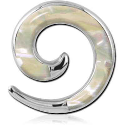 SURGICAL STEEL SYNTHETIC MOTHER OF PEARL EAR SPIRAL